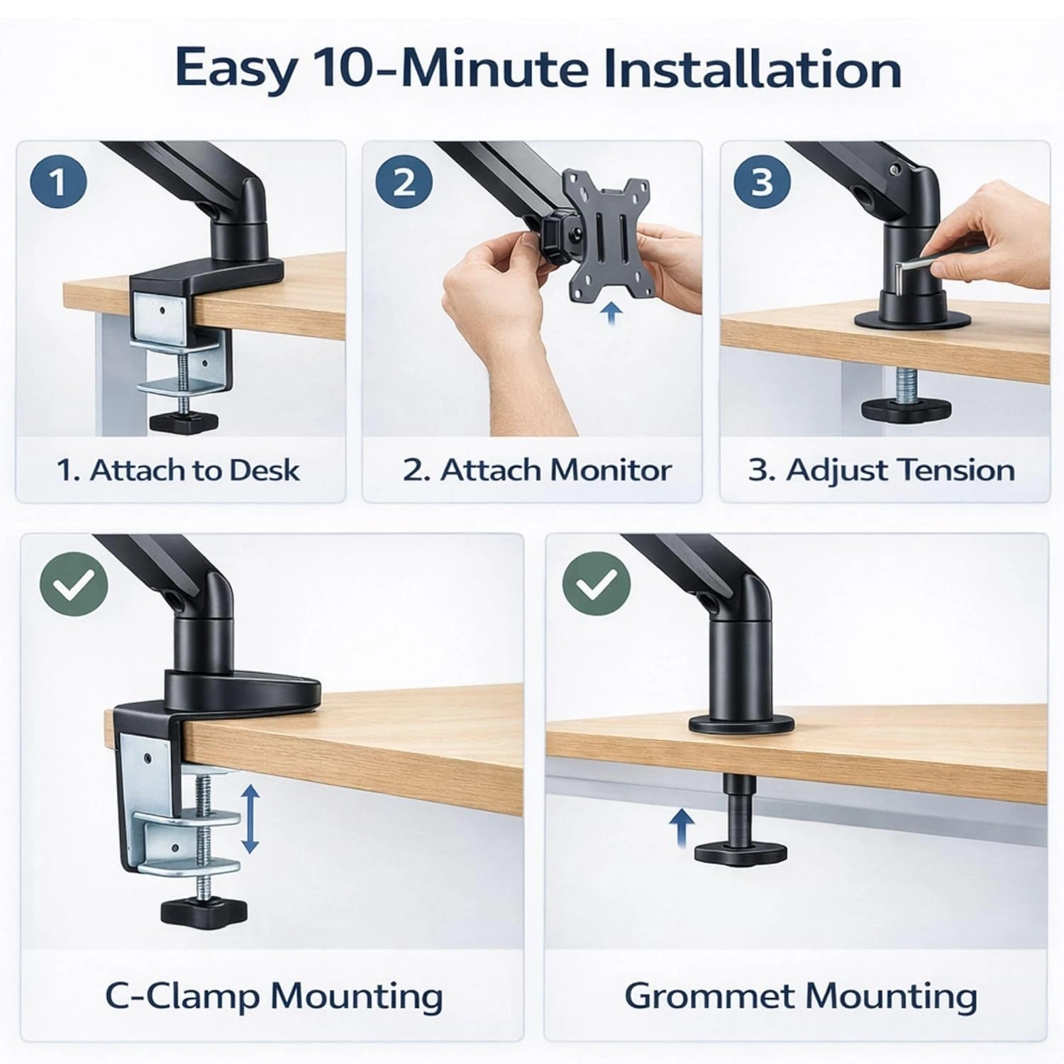 LED Monitor Mount Stand For LED 17"- 32" with Gas Spring Desk Arm view 3